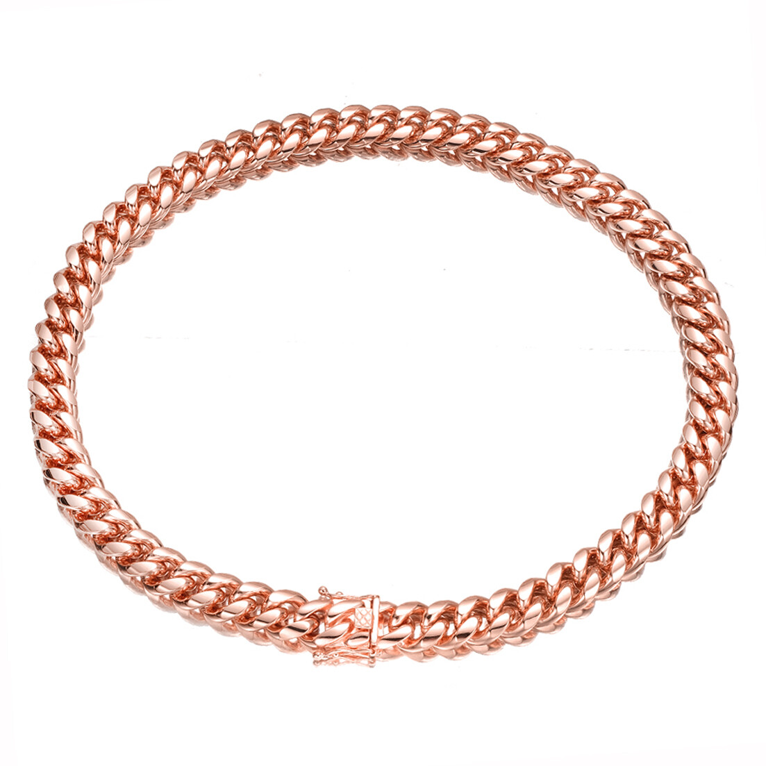 Unisex Rose Gold Stainless Steel Miami Curb Cuban Link Chain Necklace 10/14MM