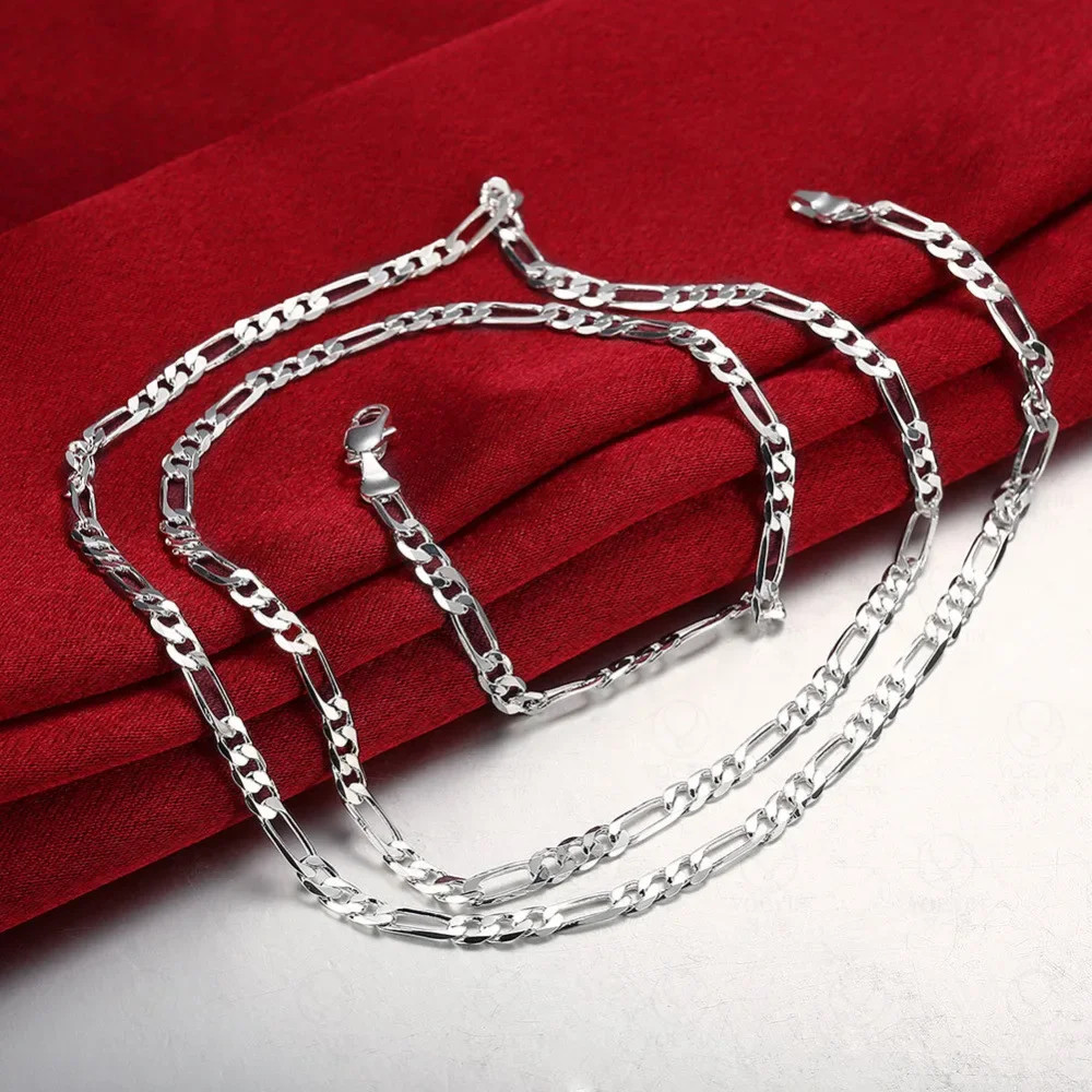 Figaro 40-75cm 925 Silver 4mm Chain Necklace for Women, Men