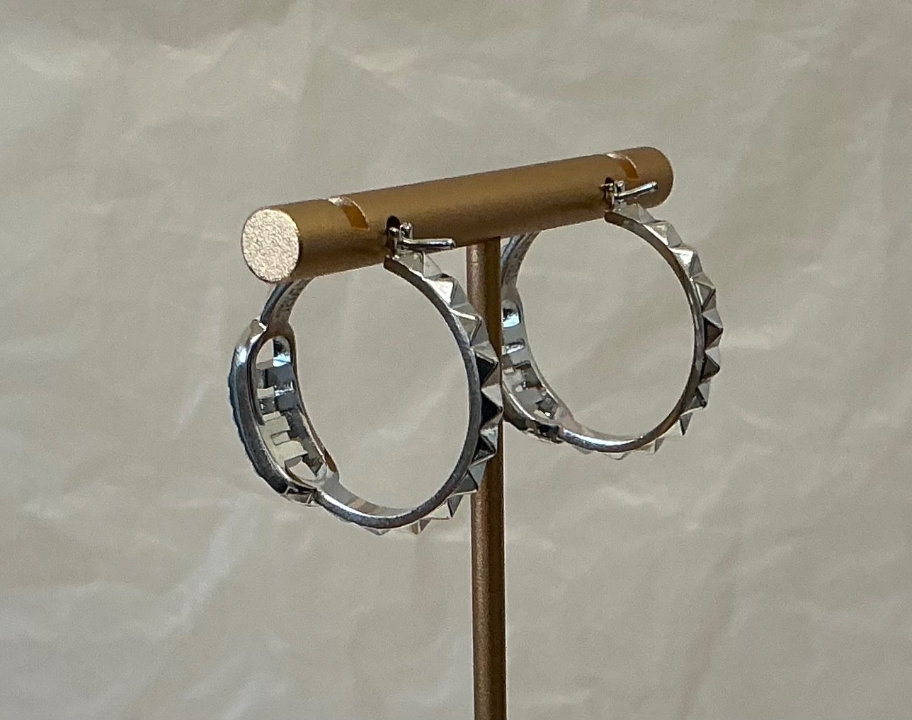 Fendi Silver Tone Hoop Earrings FF Logo #. 542