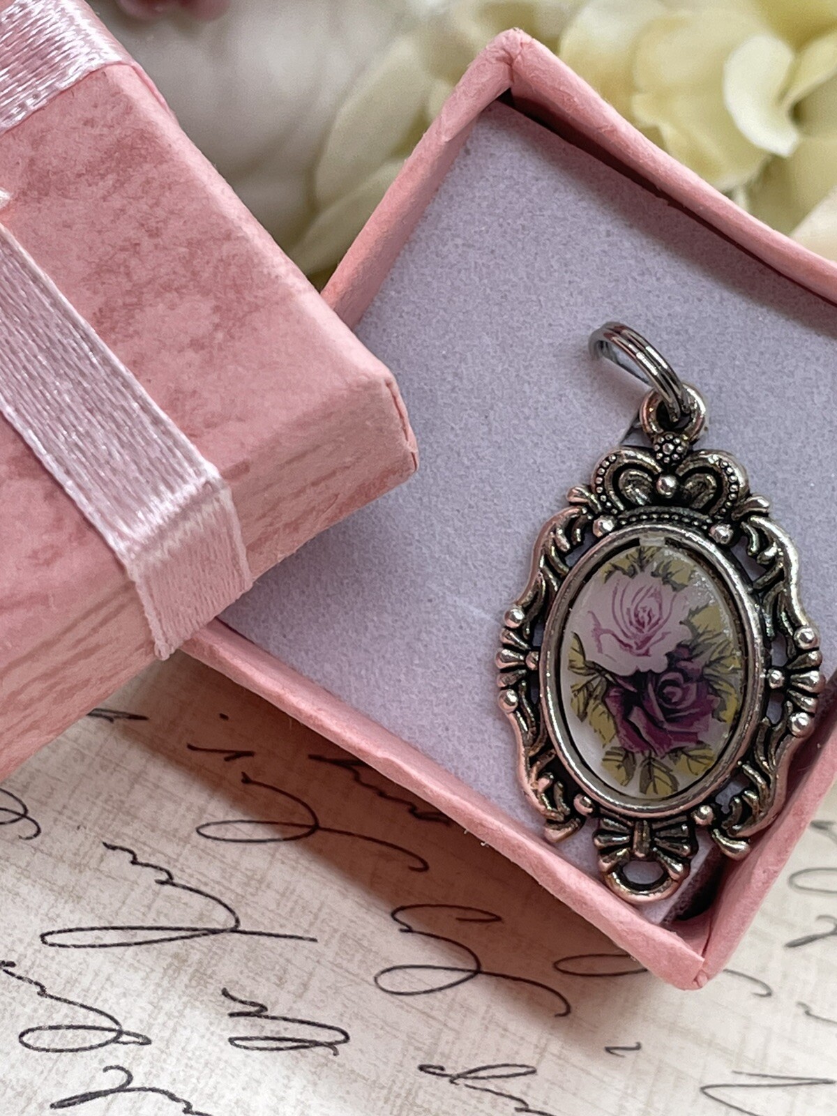 Burgundy Rose Dainty Necklace Pendant Anniversary Birthday Gift crown Daughter