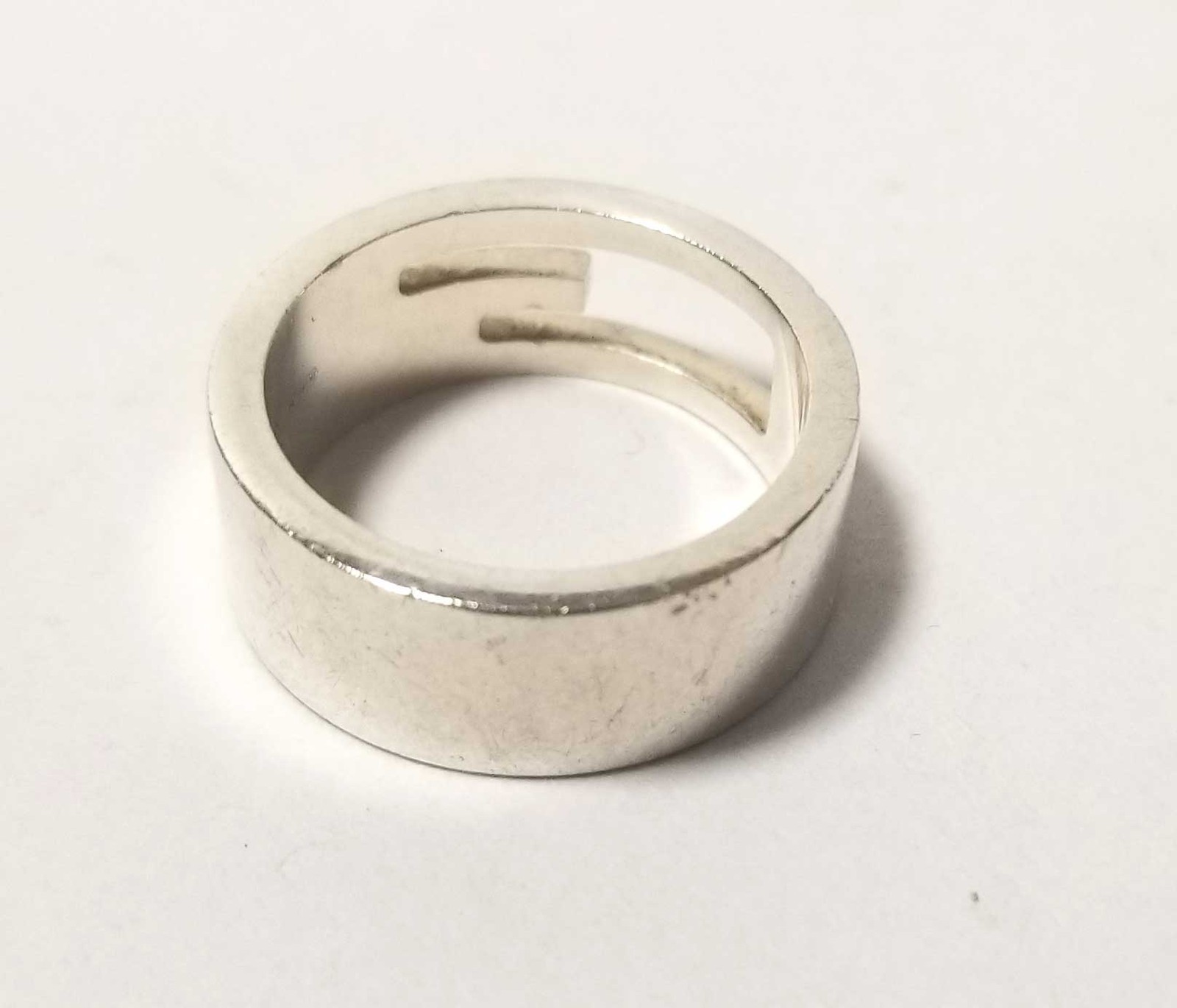 Authentic GUCCI Branded G Ring Cut-out G Logo Silver SV925 Size US 7