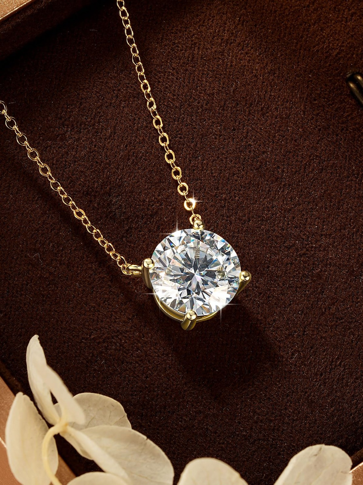 Moissanite Pendant Necklace 14K Gold Plated Father’s Day Gift