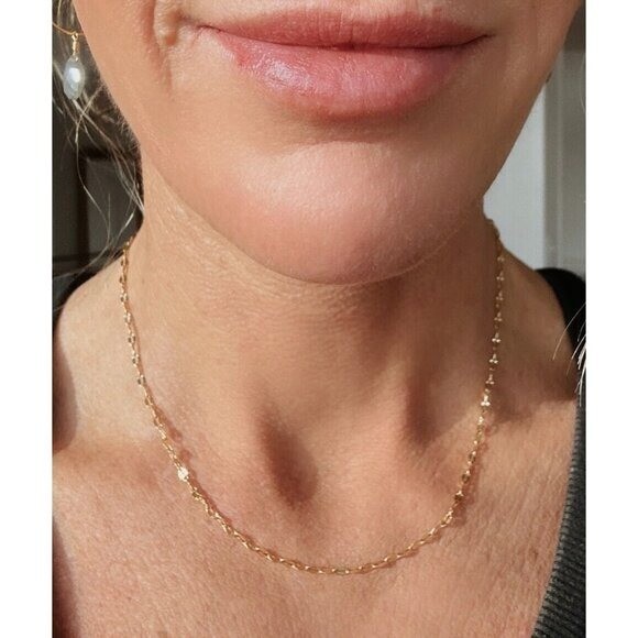 WATERPROOF Gold Chain Necklace Layering Necklace Dainty Gold Sparkle Chain