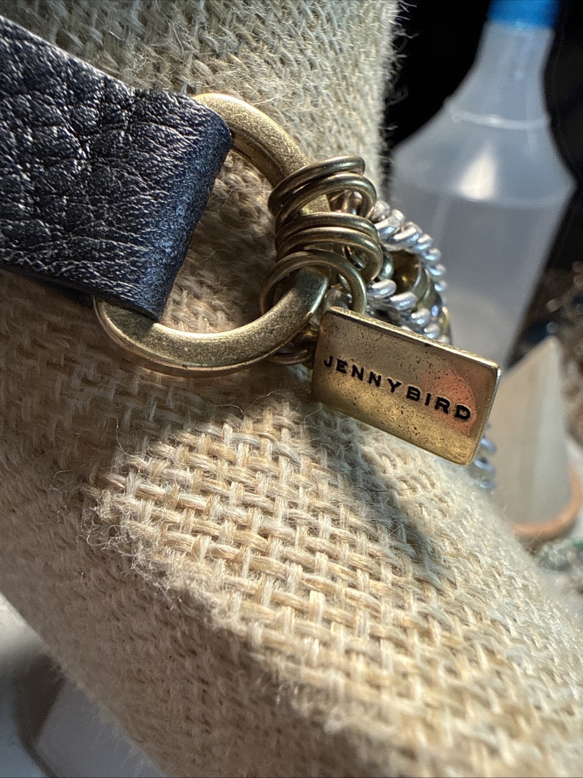 Preowned Signed Jenny Bird Talitha Multi Strand Necklace With Leather Closure