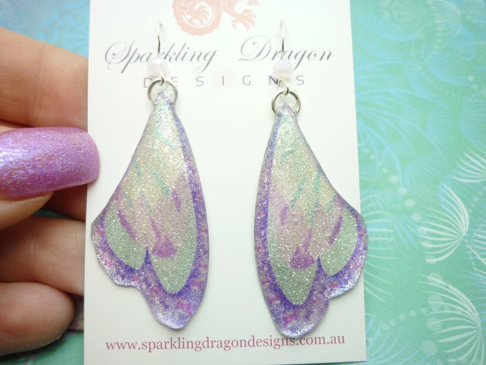 Butterfly Earrings Sparkling Silver, Purple/Blue – Fairy Jewellery Fun Gift for