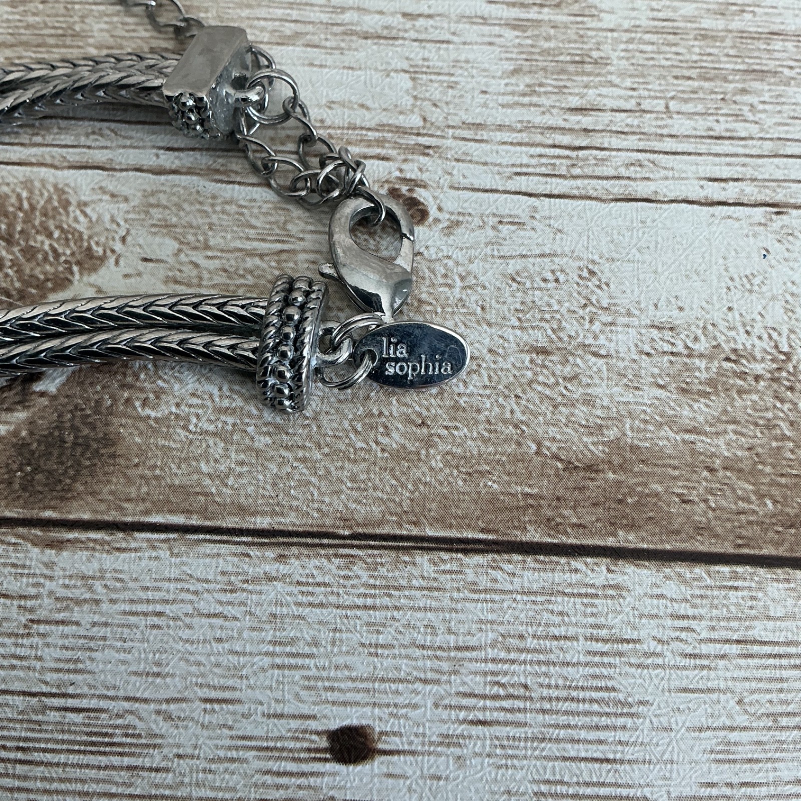 Lia Sophia “Love Dust” Cut Crystal Heart Pendant Pave Silver Tone Necklace