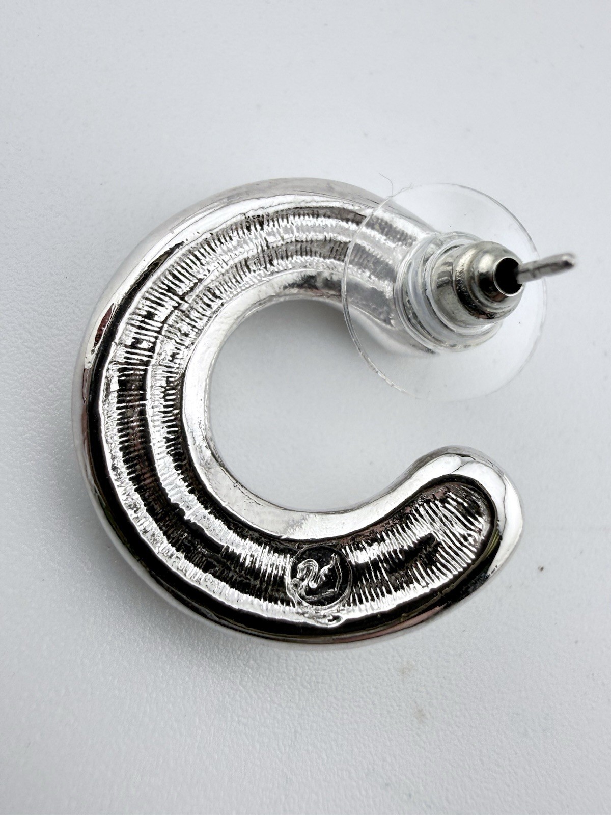 SWAROVSKI SILVERTONE CRYSTAL C SHAPED POST EARRINGS K638D