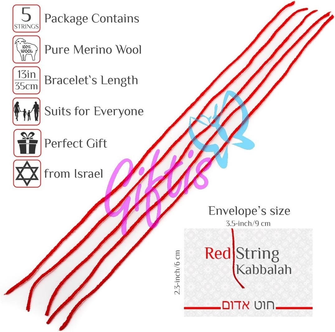 5 pcs Original Kabbalah Red String Bracelet – 100% Wool – Powerful