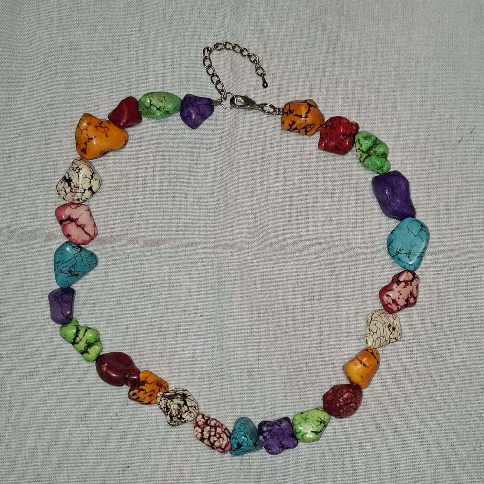 Rainbow Nugget and Colorful Dyed Howlite Turquoise Statement Necklaces