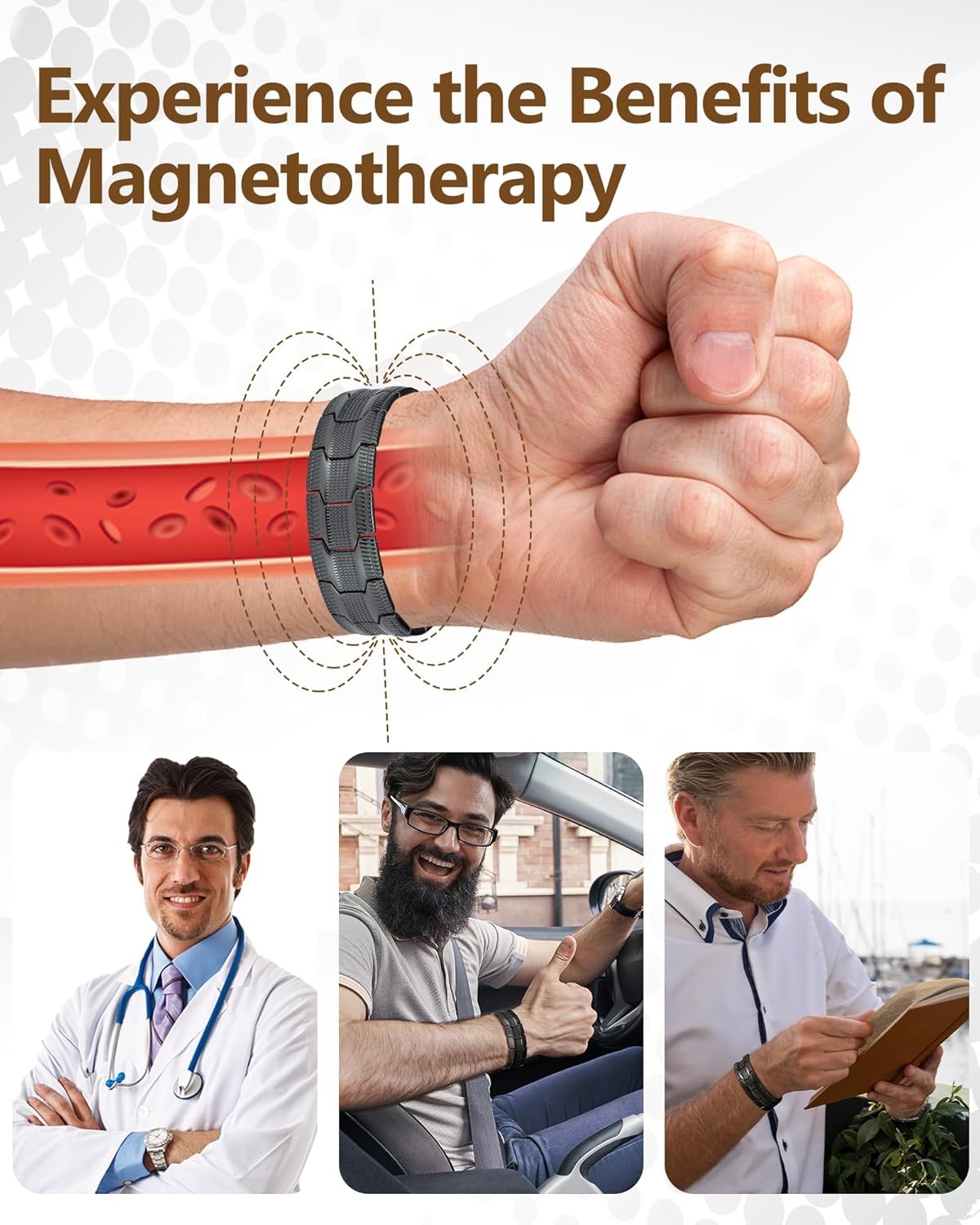 Copper Bracelet for Men 3X Strength,Magnetic Therapy Bracelet Copper Jewelry wit