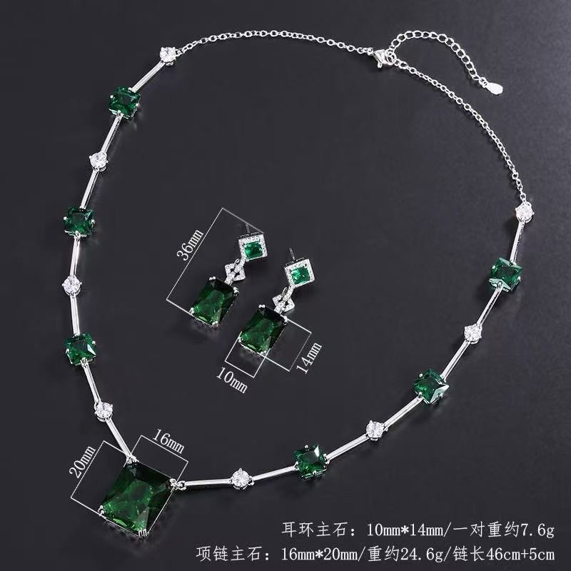 Wedding Bridal CZ Jewelry Set Zirconia Necklace Earrings Set
