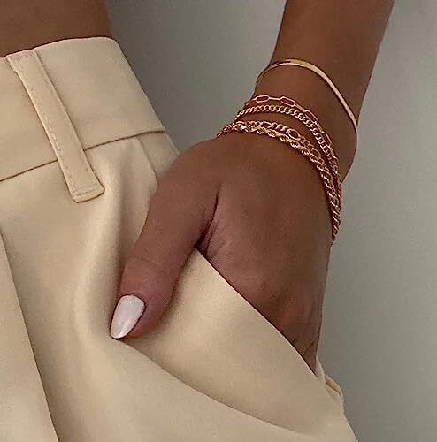 Gold Bracelets for Women Waterproof, 14K Real Gold Jewelry Sets for Women Trendy