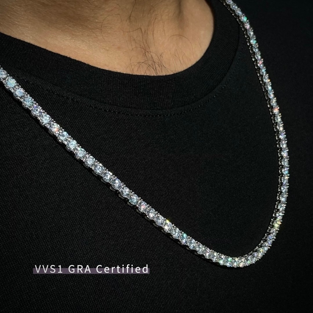 GRA Certified Moissanite Tennis Chain & Bracelet | 925 Sterling Silver Unisex