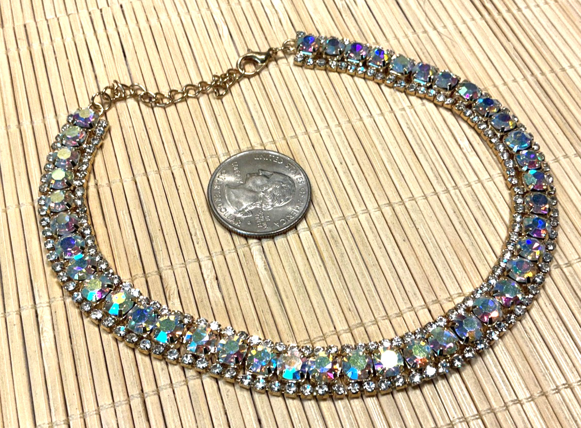 Fashion Necklace Crystal AB Rhinestone Gold Tone Dog Collar Choker Lot 103D