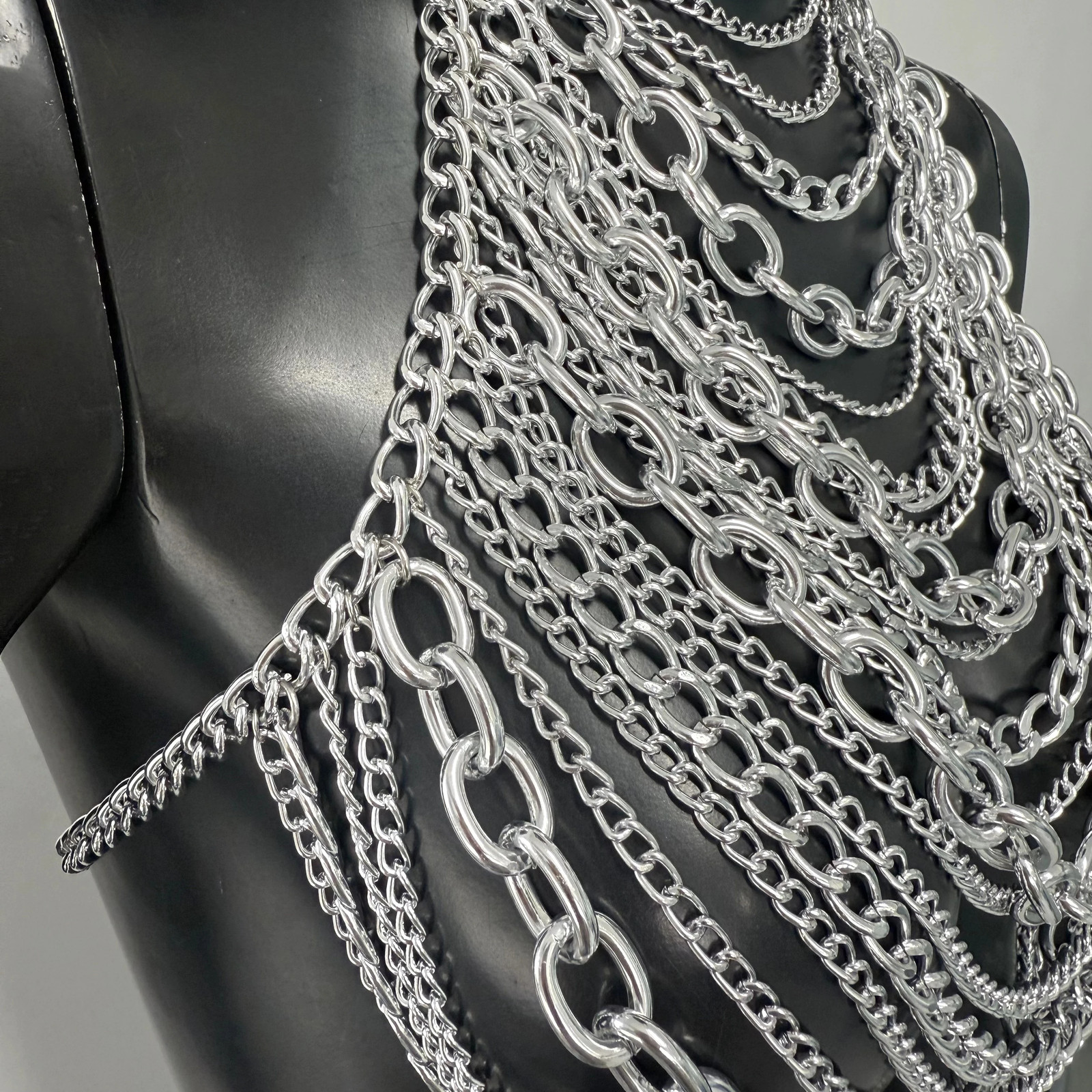 Body Chain White Pearl Suspender Silver Chain Top Metal Layered pearl