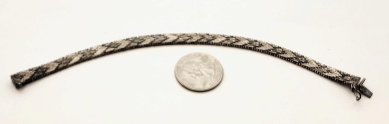 Vintage Stamped ITALY 925 Sterling Silver CHEVRON Design 7 1/4″ Bracelet 15.7g
