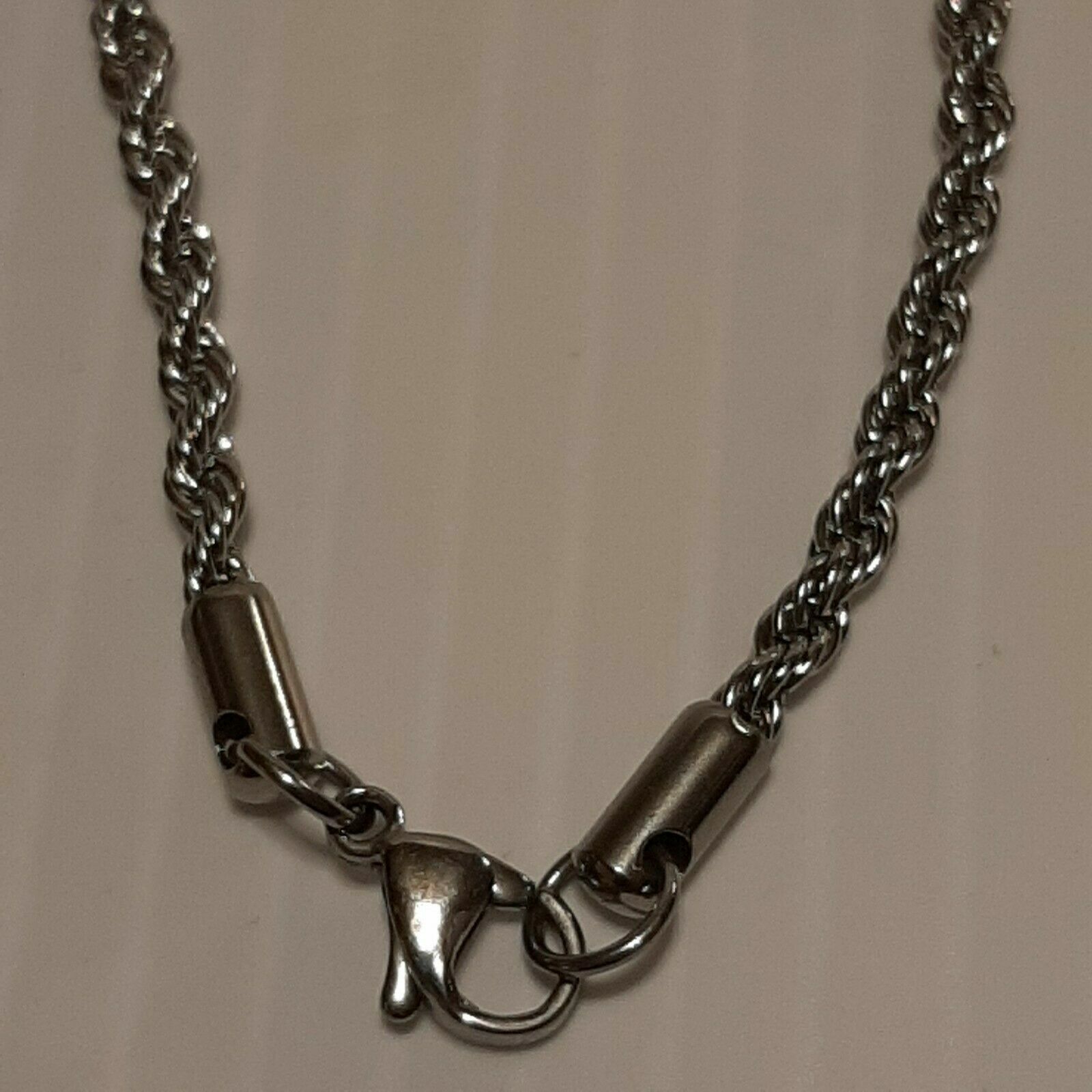 IRON CROSS Pewter Pendant Charm / 24″ STAINLESS ROPE CHAIN NECKLACE