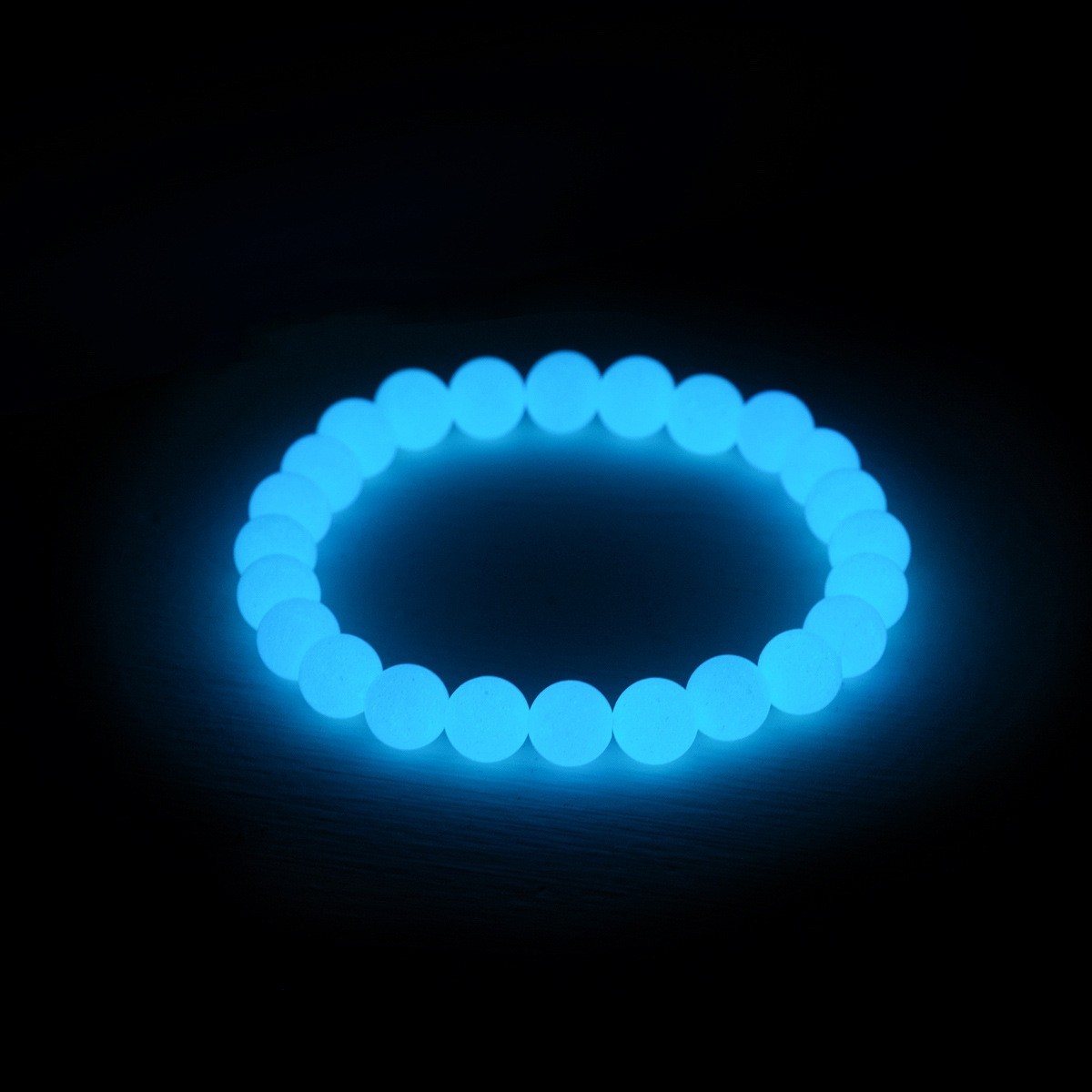 Glow in Dark Blue Crystal 8mm Beaded Stretch Bracelet for Women Healing Energy