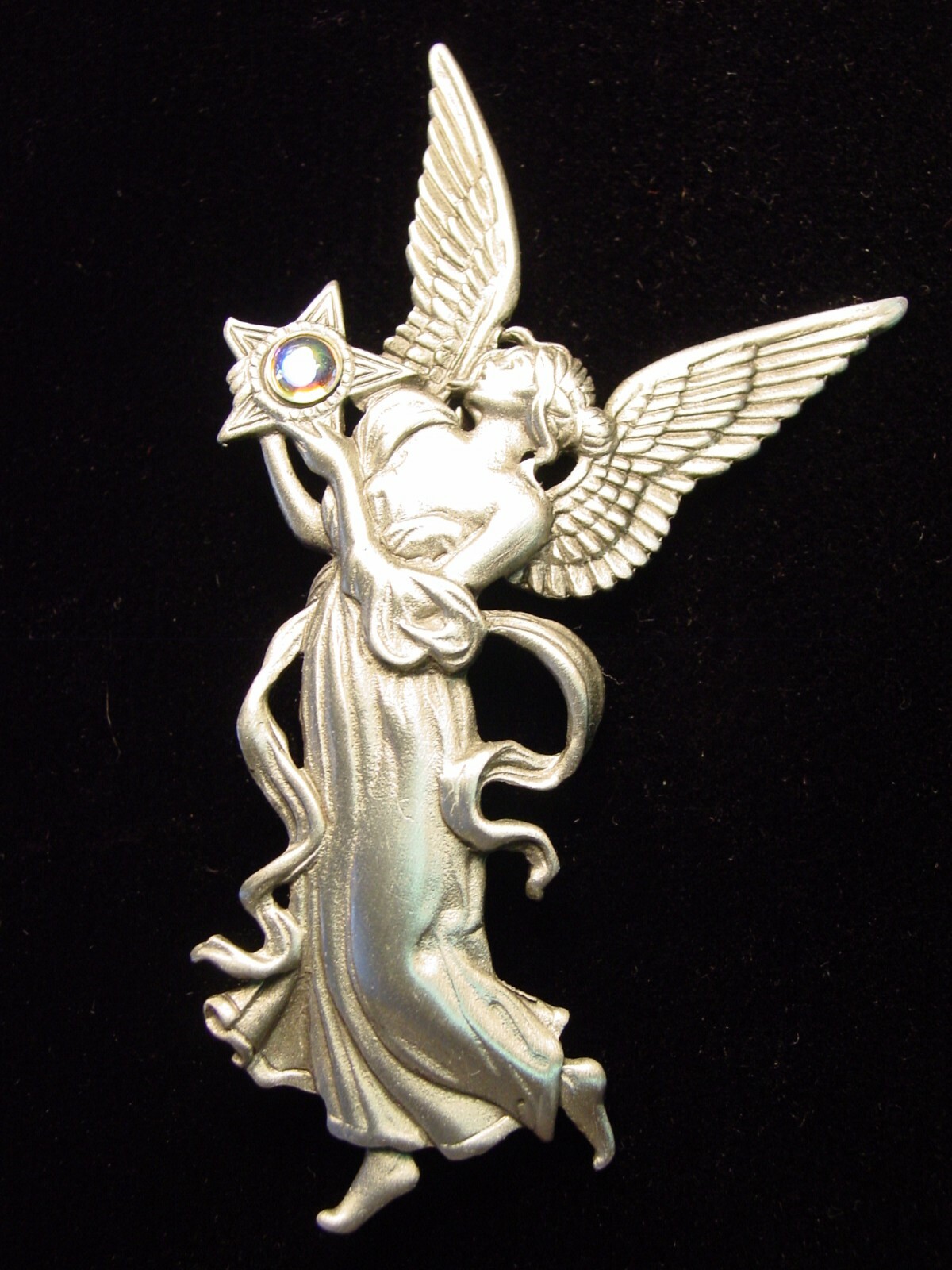 “JJ” Jonette Jewelry Silver Pewter ‘ANGEL with Star’ Pin