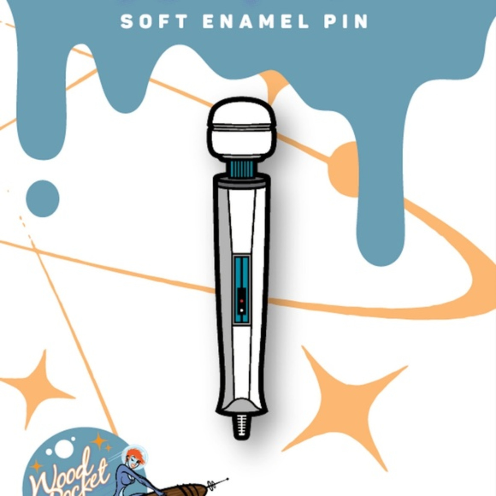 Lightweight Realistic Vibrating Wand Massage Lapel Pin Badge Brooch Gag Gift