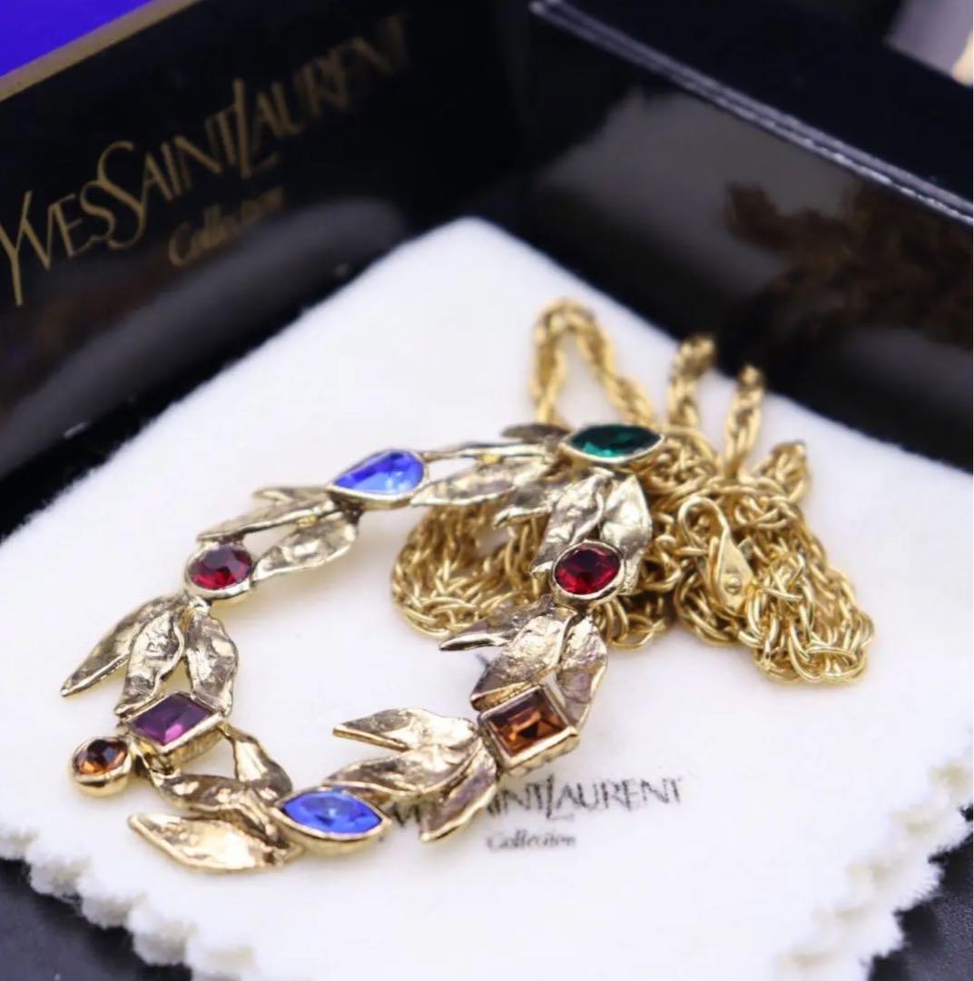Saint Laurent Necklace Vintage Stone YSL