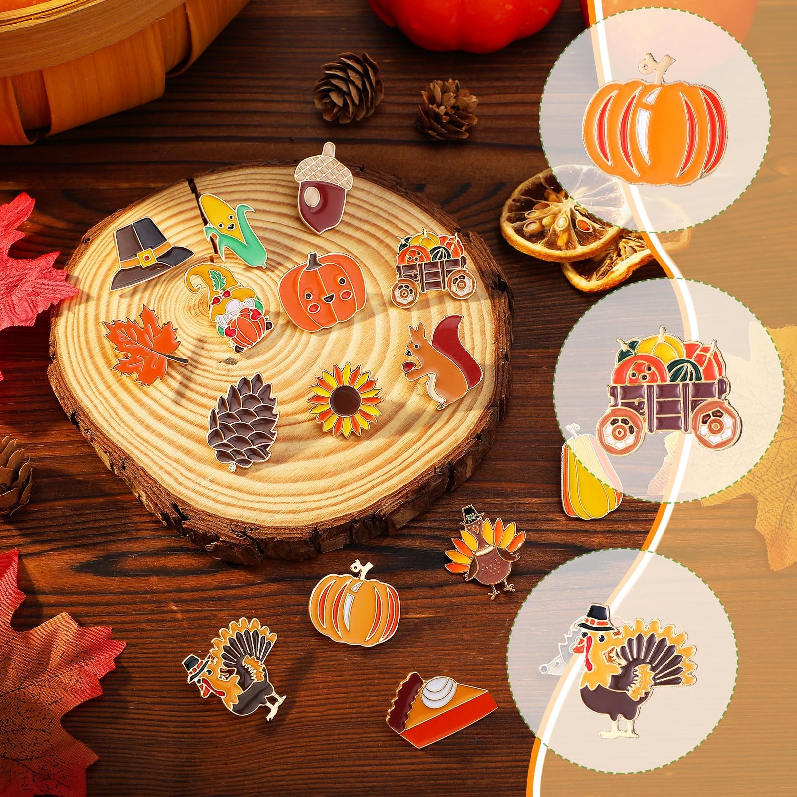 40 Pcs Thanksgiving Enamel Pins Bulk Fall Autumn Lapel Decorative Pins Cutetu…