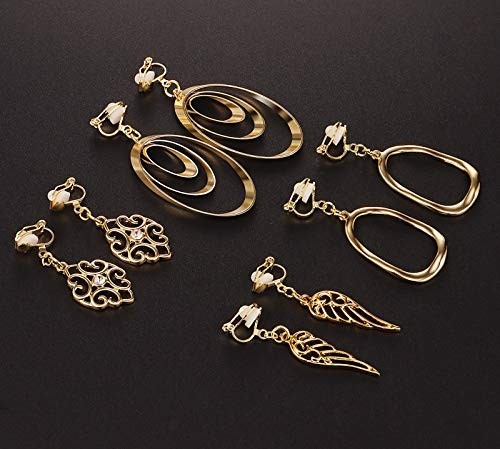 15 Pairs Lightweight Gold Clip-On Earrings Set for Women, Fashion Jewelry Collec