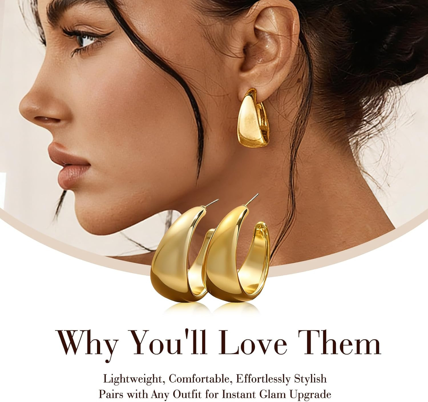 30 Pairs Chunky Gold Hoop Earrings for Women: 14K Gold Plated Lightweight Hypoal