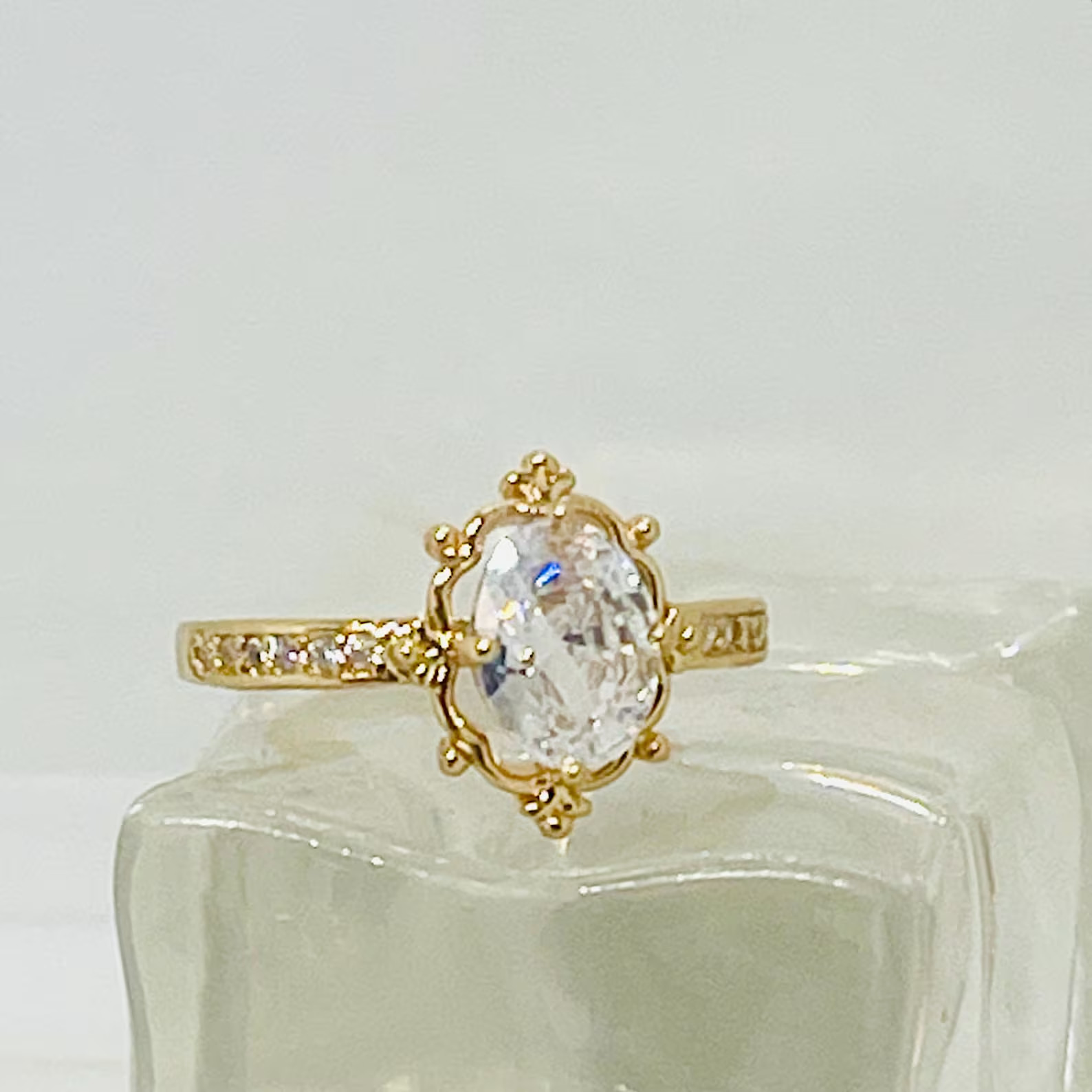 5 Ct Oval Cut Simulated Diamond Engagement Band Ring 14k Yellow Gold Plated