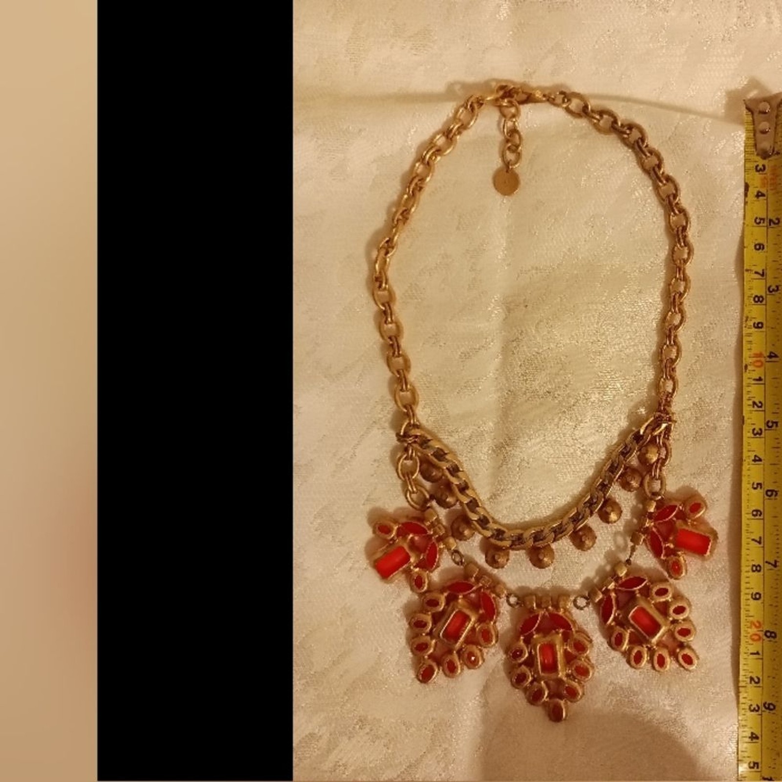 Stella & Dot peach color stones and rhinestone statement necklace