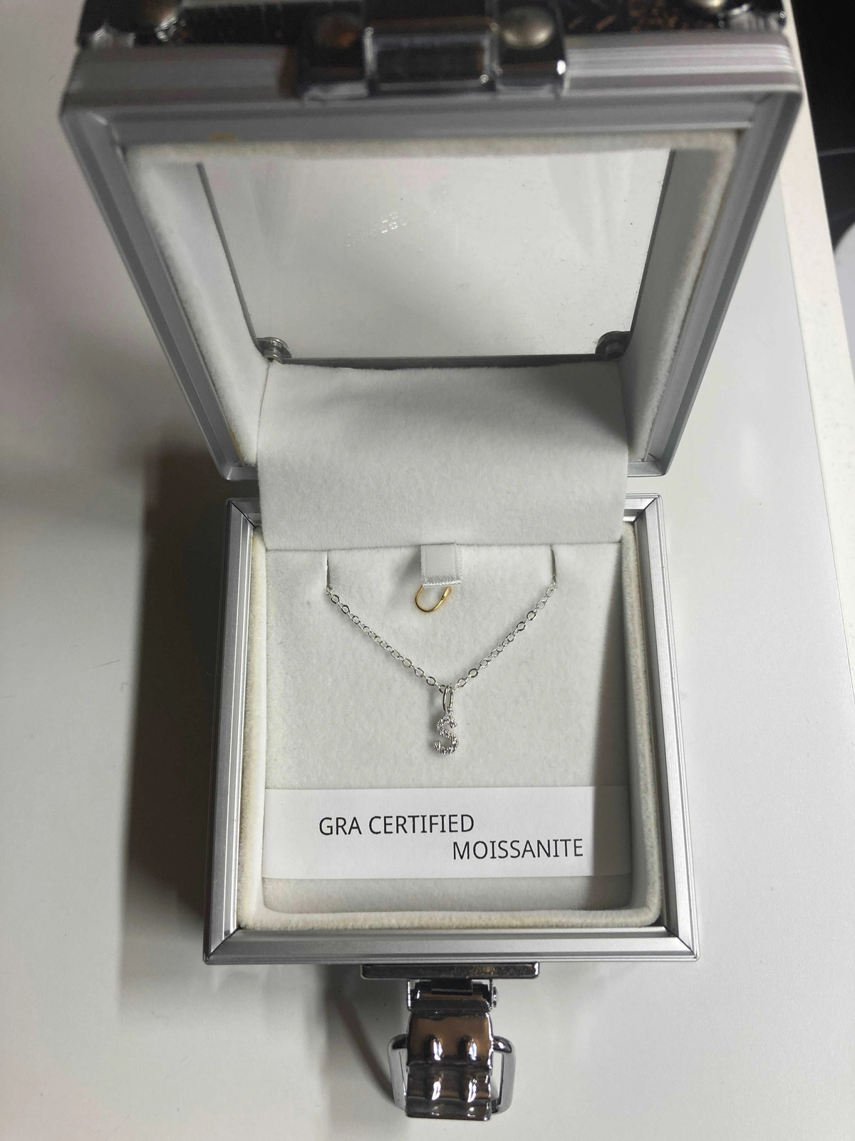 Genuine Moissanite Initial Pendants set in solid Sterling Silver