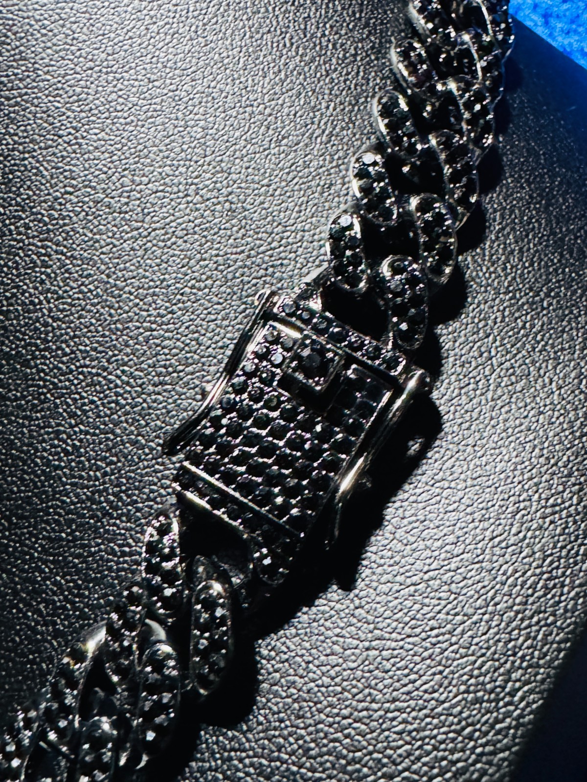 Cuban Link Chain Necklace Rhodium Black on Black Iced Cubic Zirconia 14mm 18″