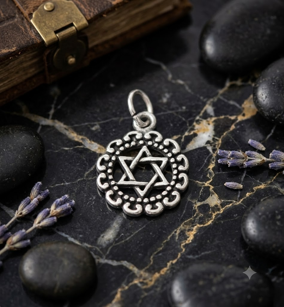 Star of David 92.5 Sterling Pewter Brass Charm Necklace Pendant Jewelry