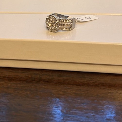 Size 7 Silver Tone Round CZ Diamond Ring No Mark