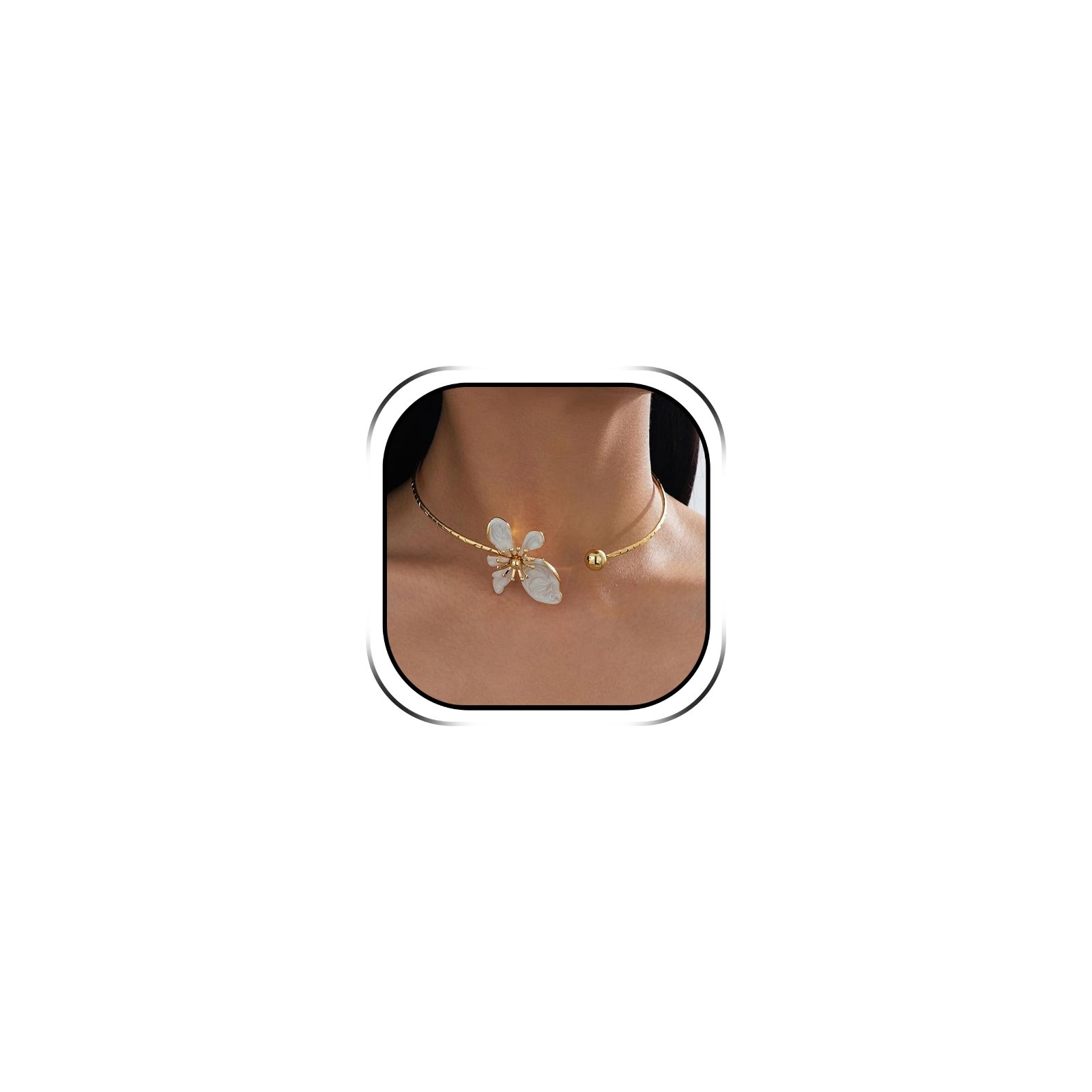 Dainty Gold Flower Choker Necklace – Chunky Floral Pendant for Summer & Weddings
