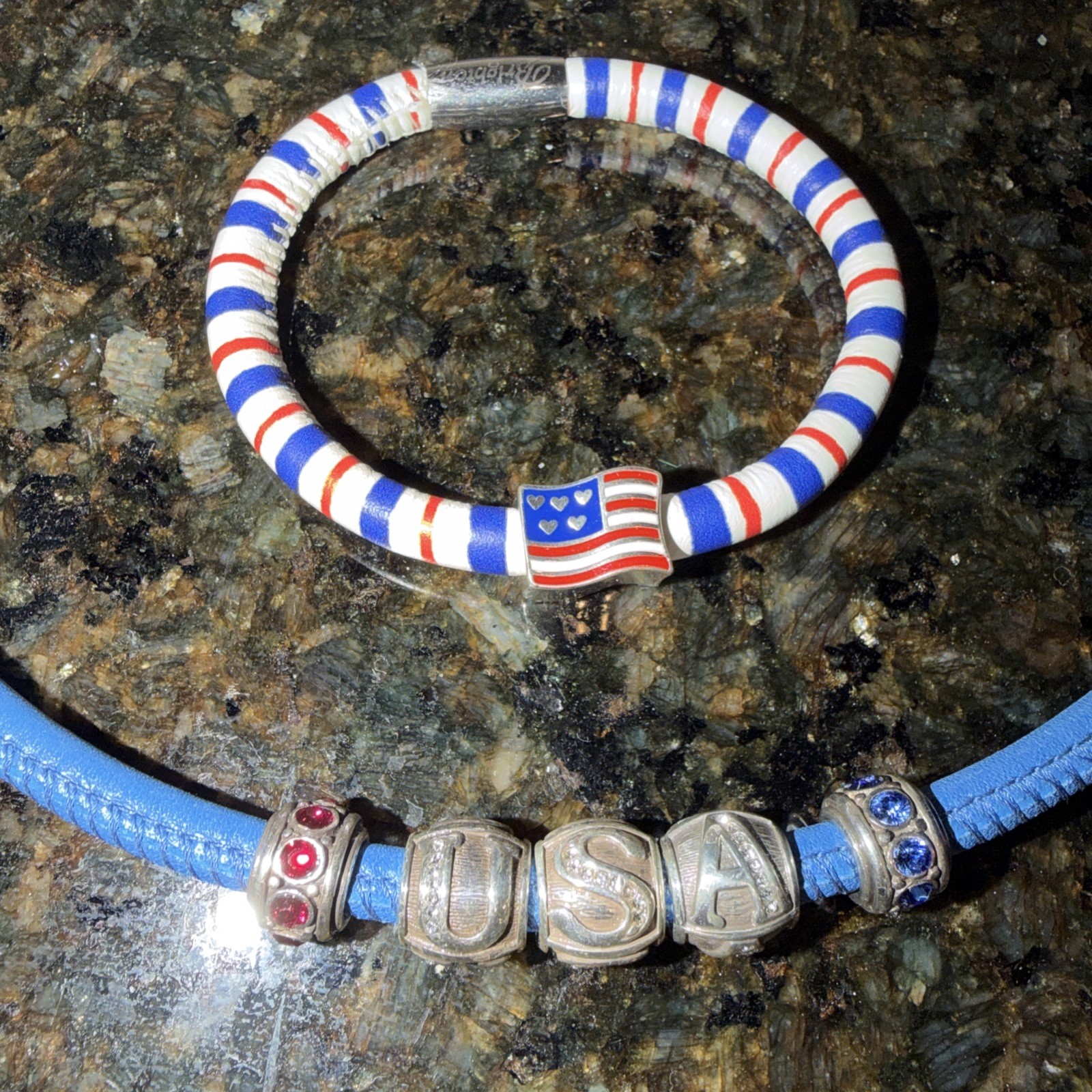 Brighton USA flag spacers Woodstock navy royal blue triple single Red Whit Blue