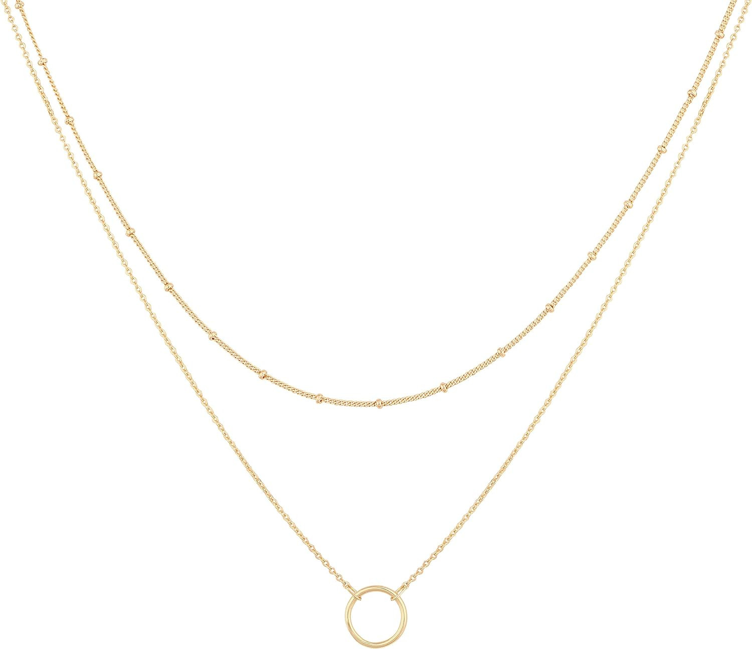 Layered Heart Necklace Pendant Handmade 18K Gold Plated Dainty Gold Choker Arrow
