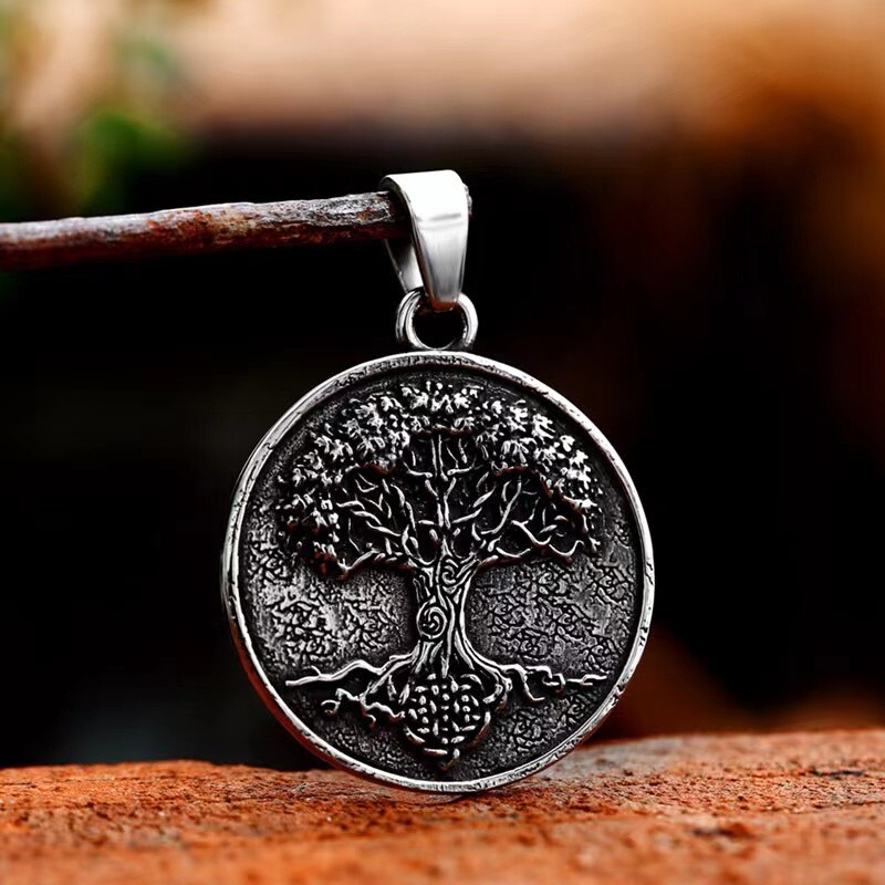 Mens Celtic Tree of Life Pendant Necklace Stainless Steel Jewelry Chain 24″ Gift
