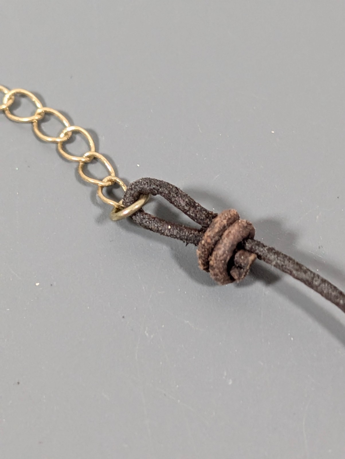 Canvas Spotted Dalmation Jasper Stone Brown Leather Cord Necklace Boho 17 in