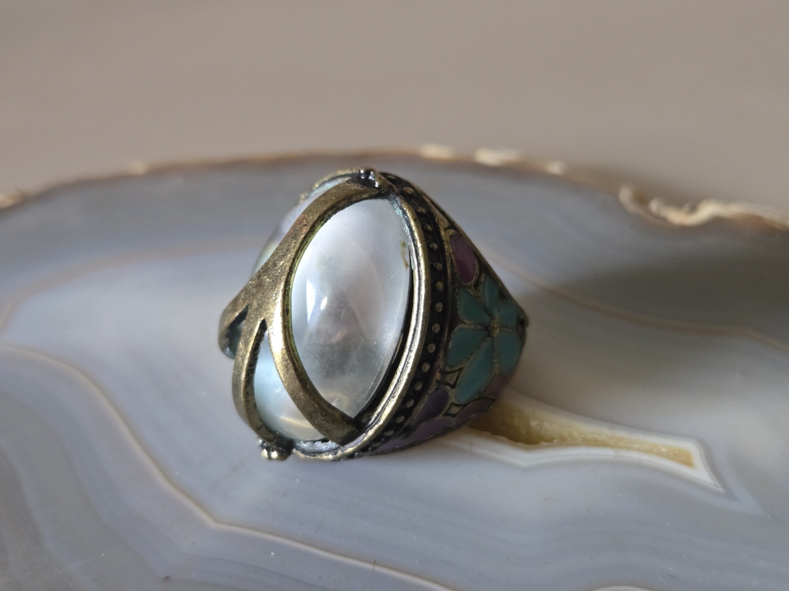 Rare New Lucky Brand Lucky You Vintage 1990s Peace Sign Mood Ring Size 5.5