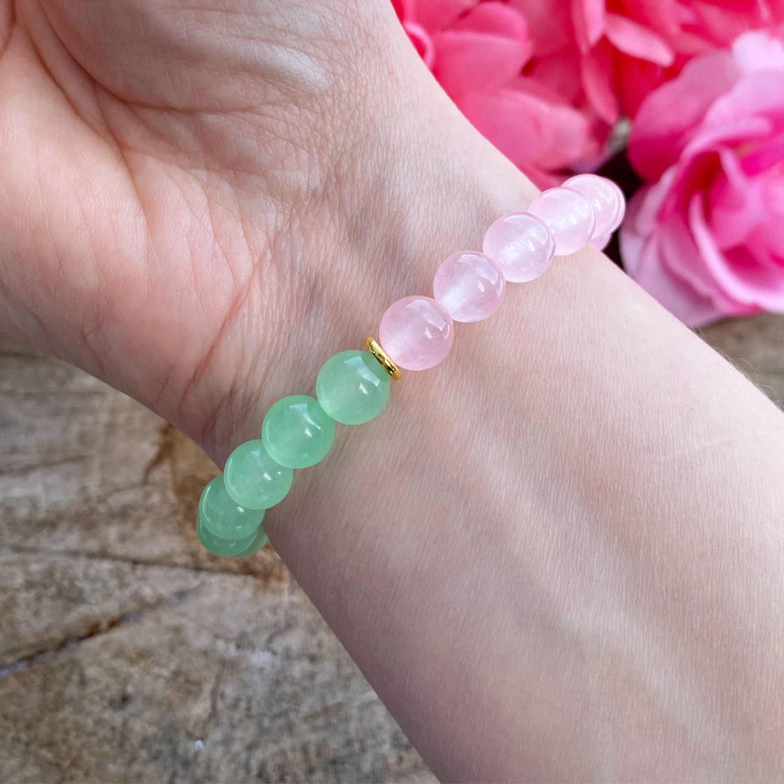 Rose Quartz Jade Bead Bracelet Natural Crystal Love Luck Jewelry Gift for Women