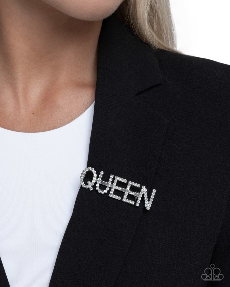 Queen Behavior – White Paparazzi Brooch