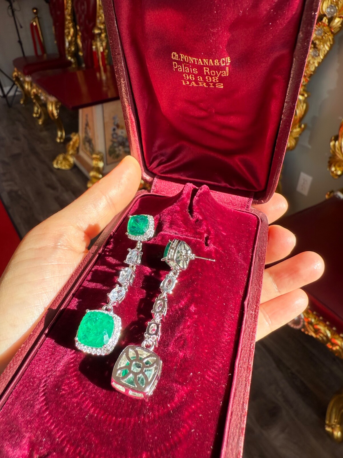 Star Of Hollywood, Emerald Dangle Drop Earrings