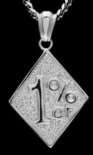 Without Stone Customize 1%er Number Pendant In 14K White Gold Plated 925 Silver