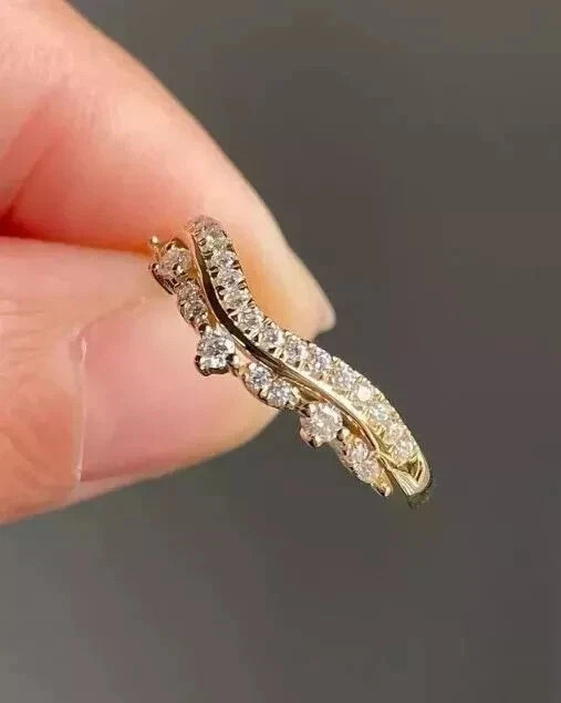 2Ct Round Cut Simulated Diamond Tinny Wedding Band Ring 14k Yellow Gold Plated
