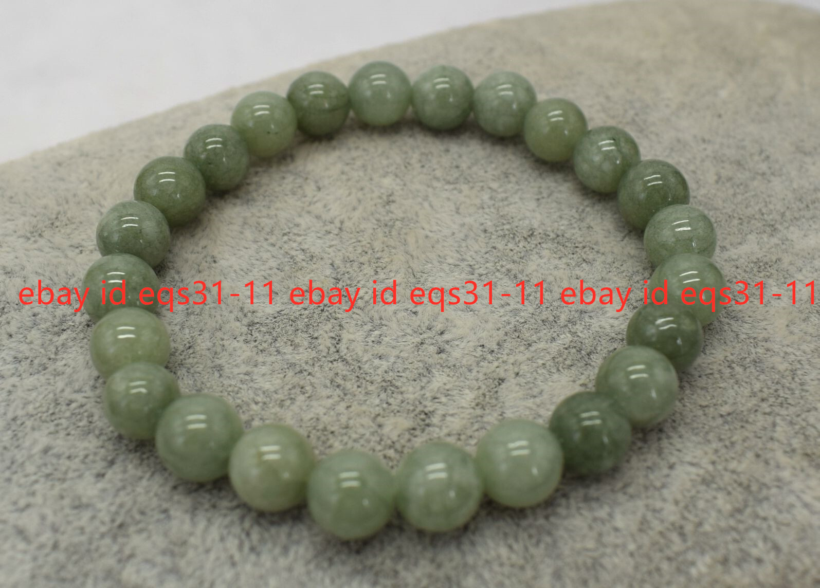 5 Pcs 8mm Natural A Green Jade Jadeite Round Gems Beads Elastic Bracelet 7.5”