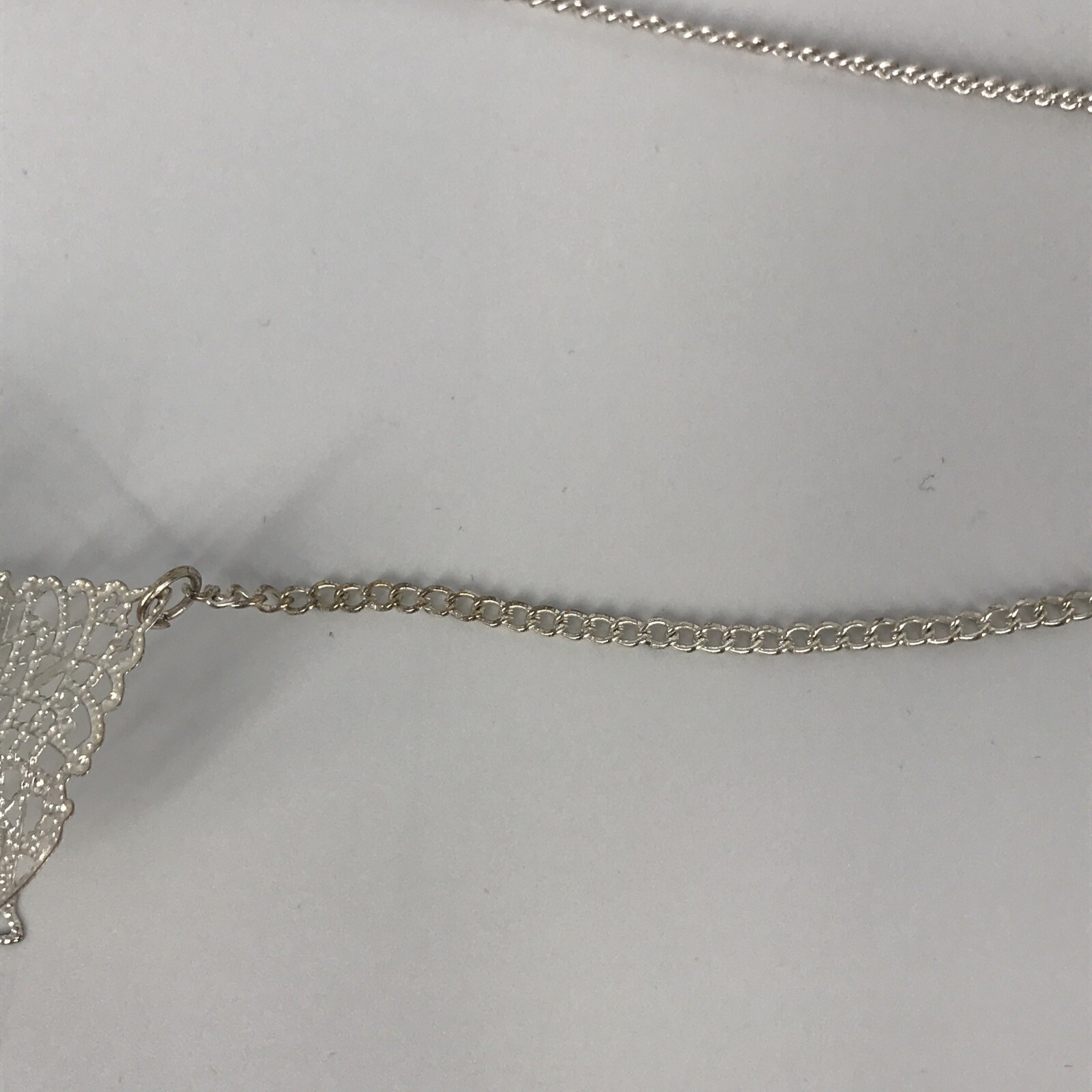 Bohemian Silver Tone Filigree Open Work Lattice Floral Bib Necklace 18″