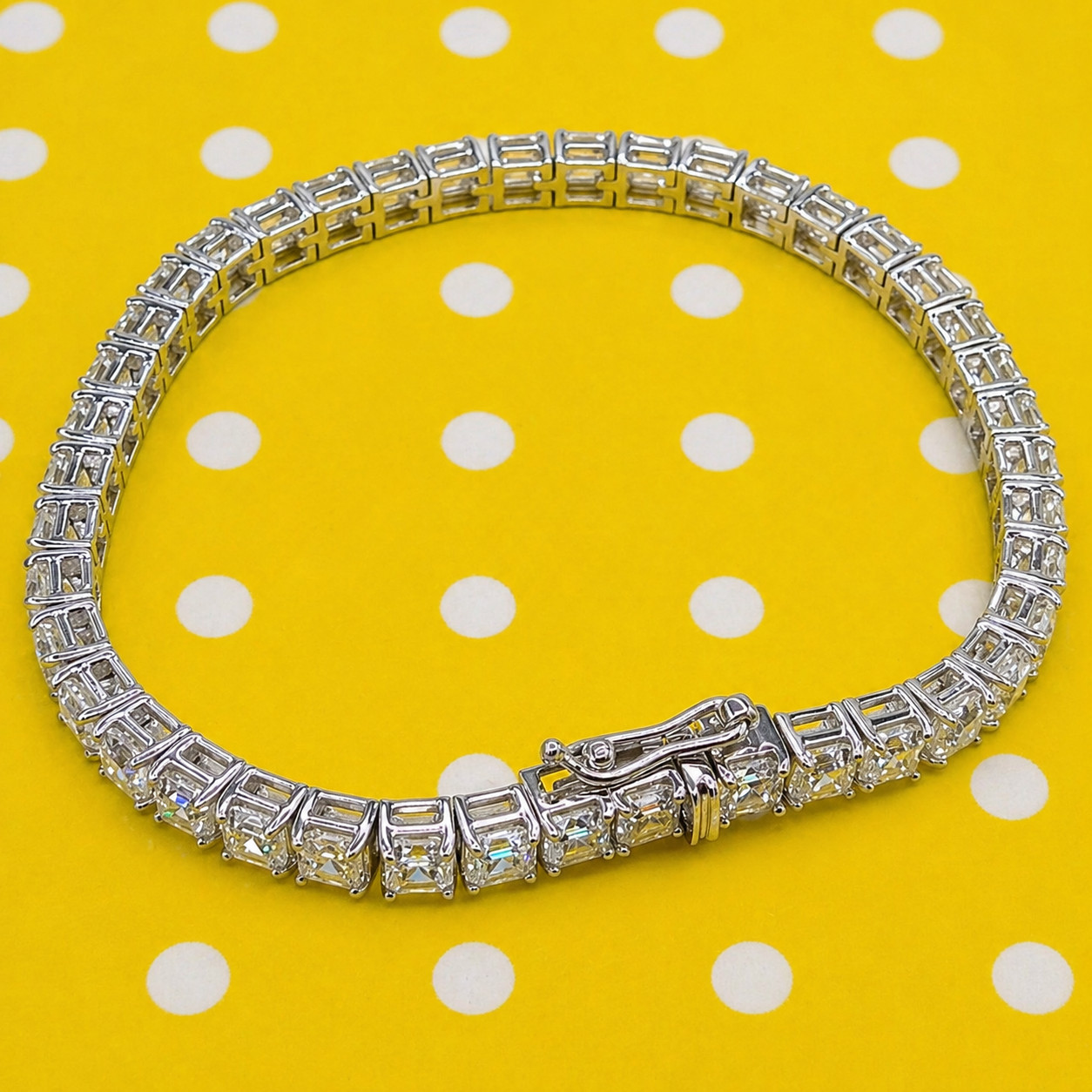 7″ Inch Long Tennis Wedding Bracelet 7 CT Asshcher Cut VVS1 Solid 14K White Gold