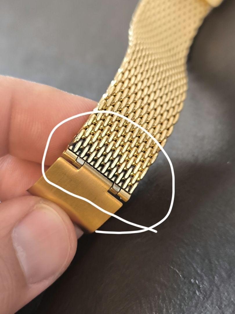 Dolce & Gabbana Bracelet Cuff Bangle Mesh Pattern Gold Logo Length: 9 in.