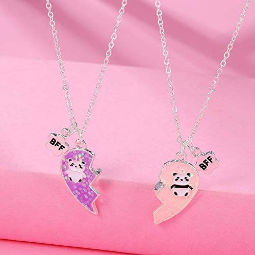 COLORFUL BLING 2Pcs/Set Best Friends Broken Heart Puzzle Rainbow Koala Pendan…